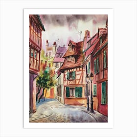 Watercolor Of A Street In France Art Print