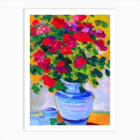 Geranium Floral Abstract Block Colour Flower Art Print