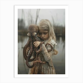 little girl and Octopus Art Print