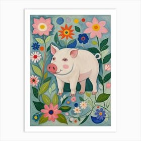 Floral Pig no2 Art Print