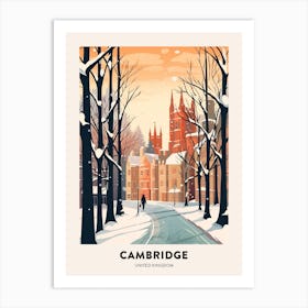 Vintage Winter Travel Poster Cambridge United Kingdom 1 Art Print