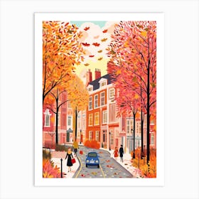 London Street In Autumn Fall Travel Art 4 Art Print