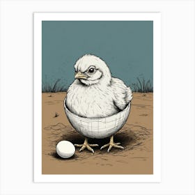 Chick In Egg Art Print