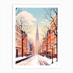 Vintage Winter Travel Illustration Copenhagen Denmark 2 Art Print