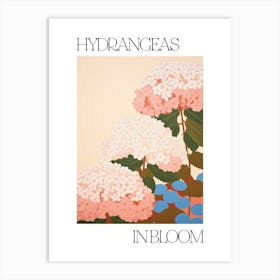 Hydrangeas In Bloom Flowers Bold Illustration 4 Art Print