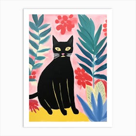 Matisse Inspired Black House Cat Painting Poster 1 Art Print
