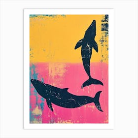 Whale Silhouette Textured Painting Art Print