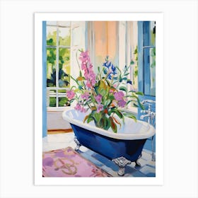 A Bathtube Full Of Sweet Pea In A Bathroom 4 Art Print