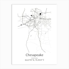 Chesapeake Ranch Estates,United States Minimalist Map Art Print