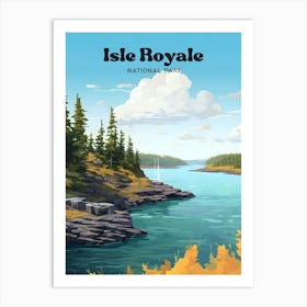 Isle Royale National Park Michigan Lakeview Modern Travel Art Art Print