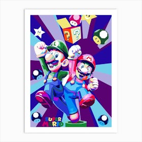 Mario Luigi Popart Cartoon Pop Art Art Print