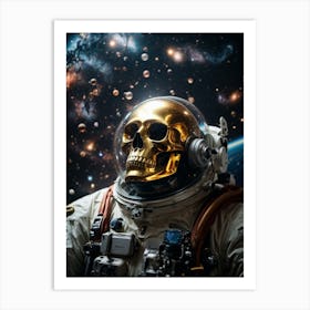 Gold Astronaut In Space Print  Art Print