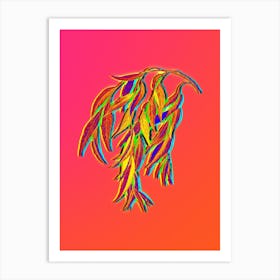 Neon Babylon Willow Botanical in Hot Pink and Electric Blue n.0553 Art Print