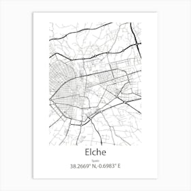 Elche,Spain Minimalist Map Art Print