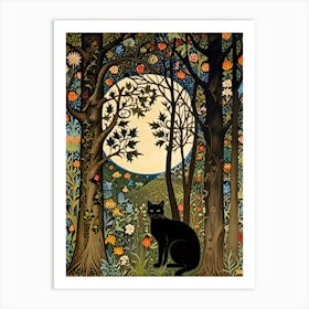 William Morris Black Cat In The Forest 3 Art Print