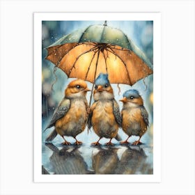 Birds In The Rain Art Print