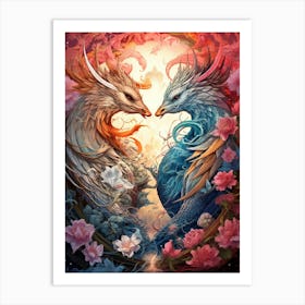 Dragon And Phoenix Illustration 8 Art Print