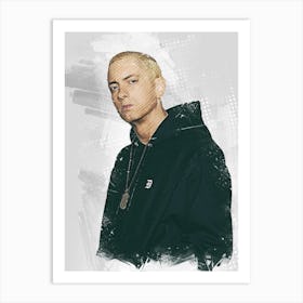 Eminem Rapper Portrait Painting Art Print