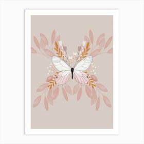 Pastel Floral Butterfly Art Print