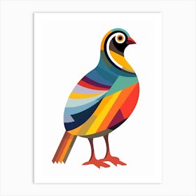 Colourful Geometric Bird Partridge 1 Art Print