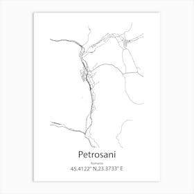 Petrosani,Romania Minimalist Map Art Print