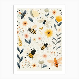 Colourful Insect Illustration Bee 12 Art Print