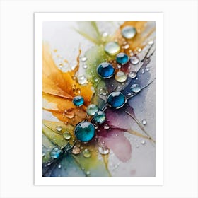 Watercolor With Water Droplets Art Print