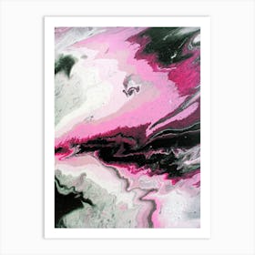 Pink And Black Abstract Painting Art Print