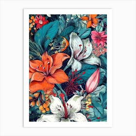 Floral Wallpaper flowers nature Art Print