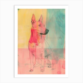 Pastel Geometric Dog Watercolour Illustration Art Print