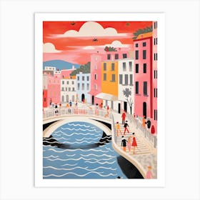 Ponte Della Maddalena, Lucca, Italy Colourful 4 Art Print