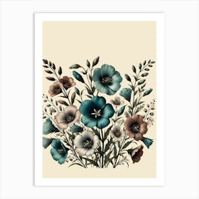 Blue Flowers In A Vase Art Print