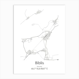 Biblis,Germany Minimalist Map Art Print