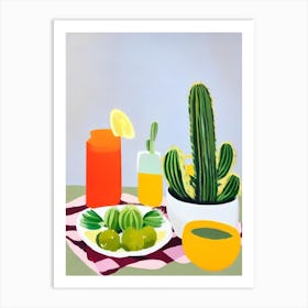 Cactus Pad Tablescape vegetable Art Print