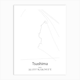 Tsushima,Japan Minimalist Map Poster