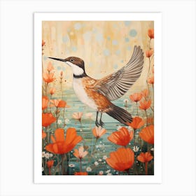 Grebe 2 Detailed Bird Painting Art Print