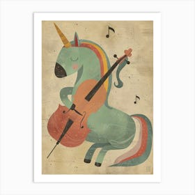 Pastel Unicorn Storybook Style Cello 2 Art Print