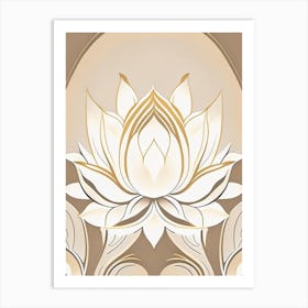 Lotus Flower Pattern Retro Minimal 1 Art Print