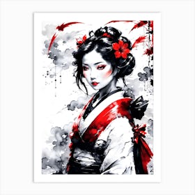 Traditional Japanese Art Style Geisha Girl 7 Art Print