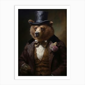 Victorian Animals Portrait, Royal Bear Print, Dressed Animal Print, Renaissance Animal Poster, Dark Moody Altered Art, Animal Lover Gift Art Print