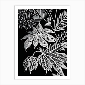 Touch Me Not Leaf Linocut 1 Art Print