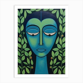 Woman With Leaves 2 Art Print