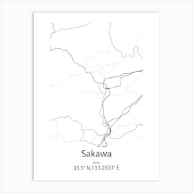 Sakawa,Japan Minimalist Map Art Print