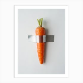 Duct Tape Carrot, white background, Maurizio Cattelan Style Art Print