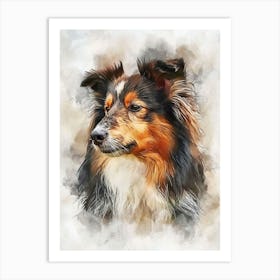 Shetland Sheepdog Watercolor Painting 2 Art Print