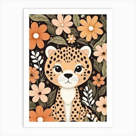 Floral Cute Baby Leopard Nursery (14) Art Print