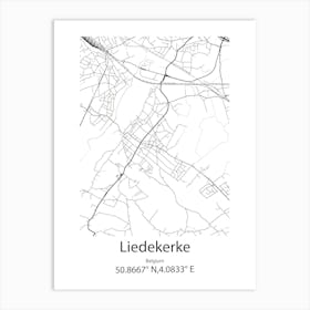 Liedekerke,Belgium Minimalist Map Art Print