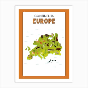 Continents Europe animals Art Print