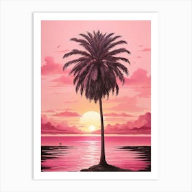 Pink Palm Tree Sunset Art Print 2 Art Print