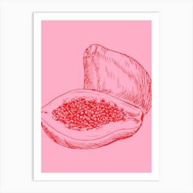 Papaya On Pink Background Art Print